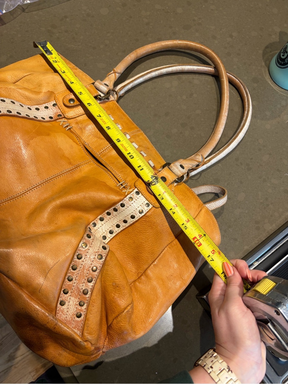 Bed Stu Tan Leather Tote with Studded Accents - Picture 14 of 16